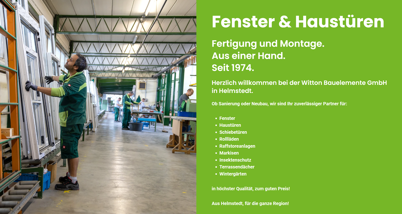 Fensterbau Erkerode - ↗️Witton Bauelemente: ✔️Terrassendach, ☀️Raffstore, 🪟Fenster, 🚪Haustüren, 🪰Insektenschutz